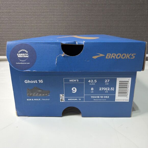Brooks Ghost 16 Black White CAMO Size 9 110418 1D 062 Running Shoes Walking